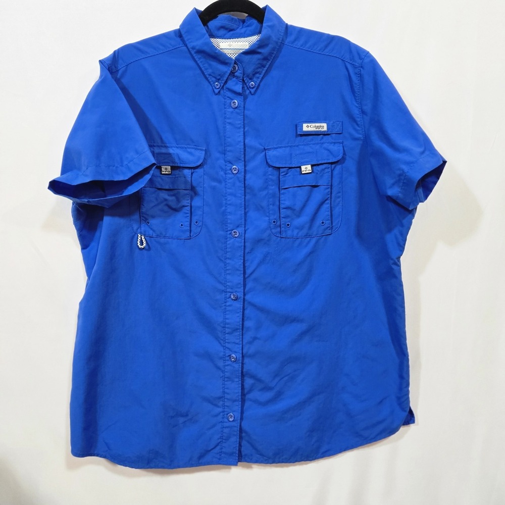 Columbia PFG Bahama Women's XL Blue Short Sleeve Vented Fishing Shirt